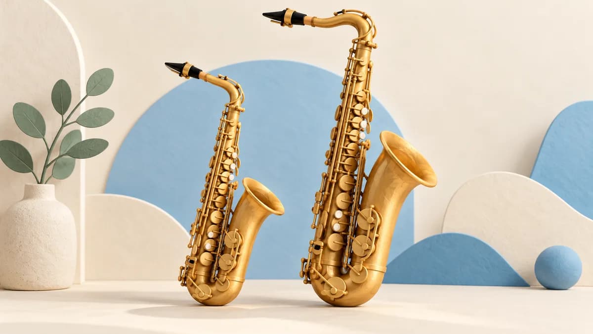 Illustration: Alto and tenor saxophones shown side by side
