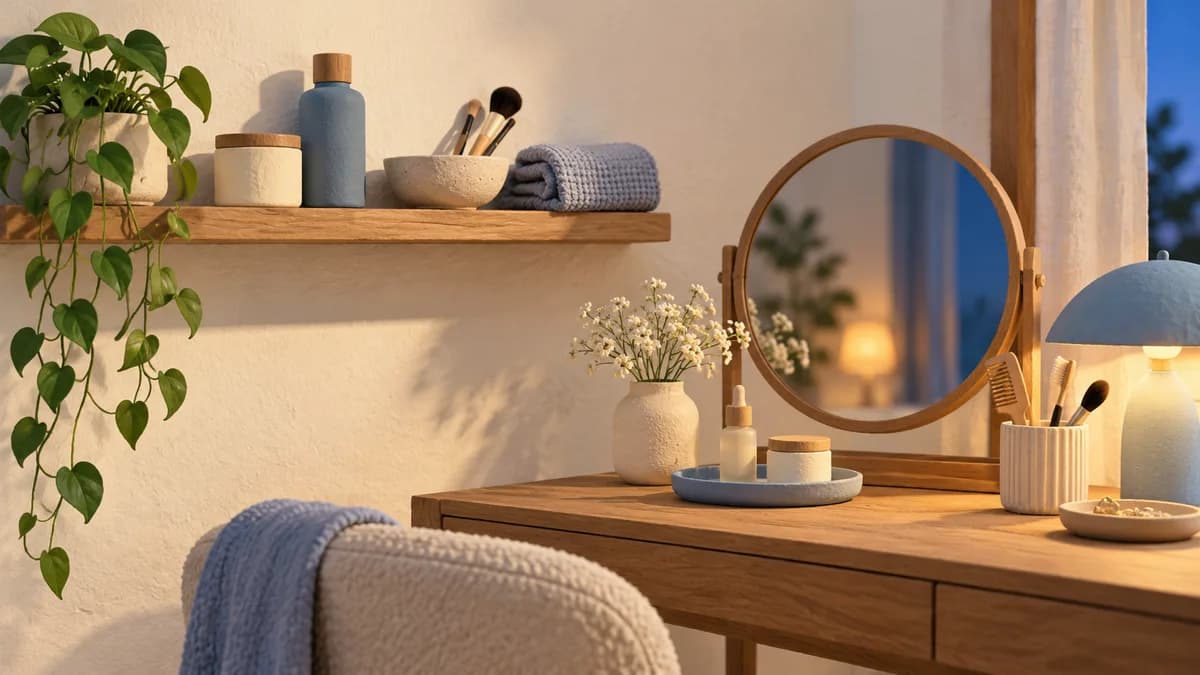 Illustration: Fragrance containers arranged on a dressing table