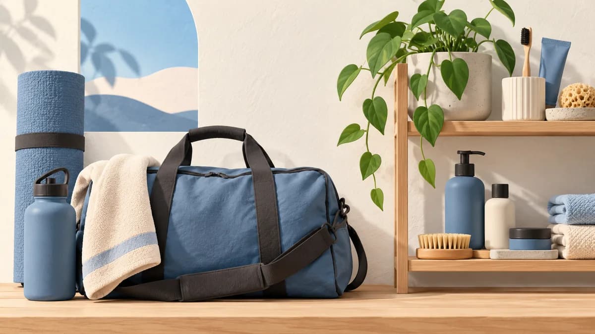 Illustration: Gym bag and personal-care products