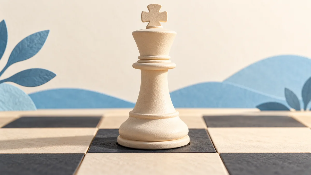 Illustration: A broad king base resting on a chessboard square