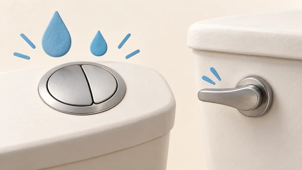 Illustration: Dual buttons beside a single flush handle
