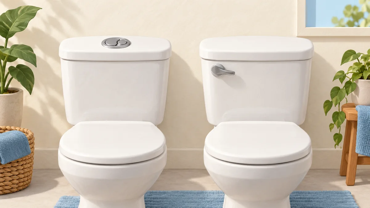 Illustration: Two toilets with different flush controls