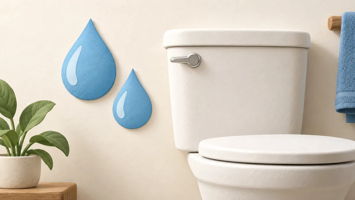 Illustration: Toilet beside abstract water droplets