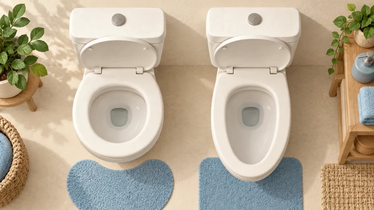 Illustration: Round and elongated toilet bowls viewed from above