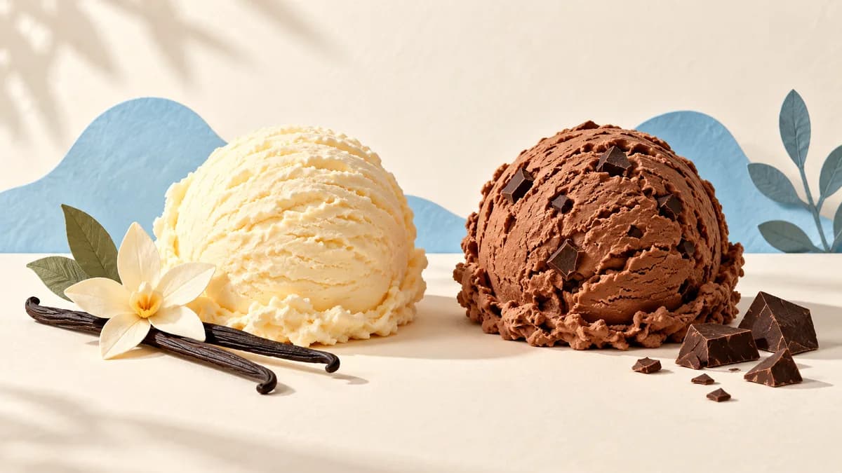Illustration: Two frozen-dessert scoops with contrasting textures
