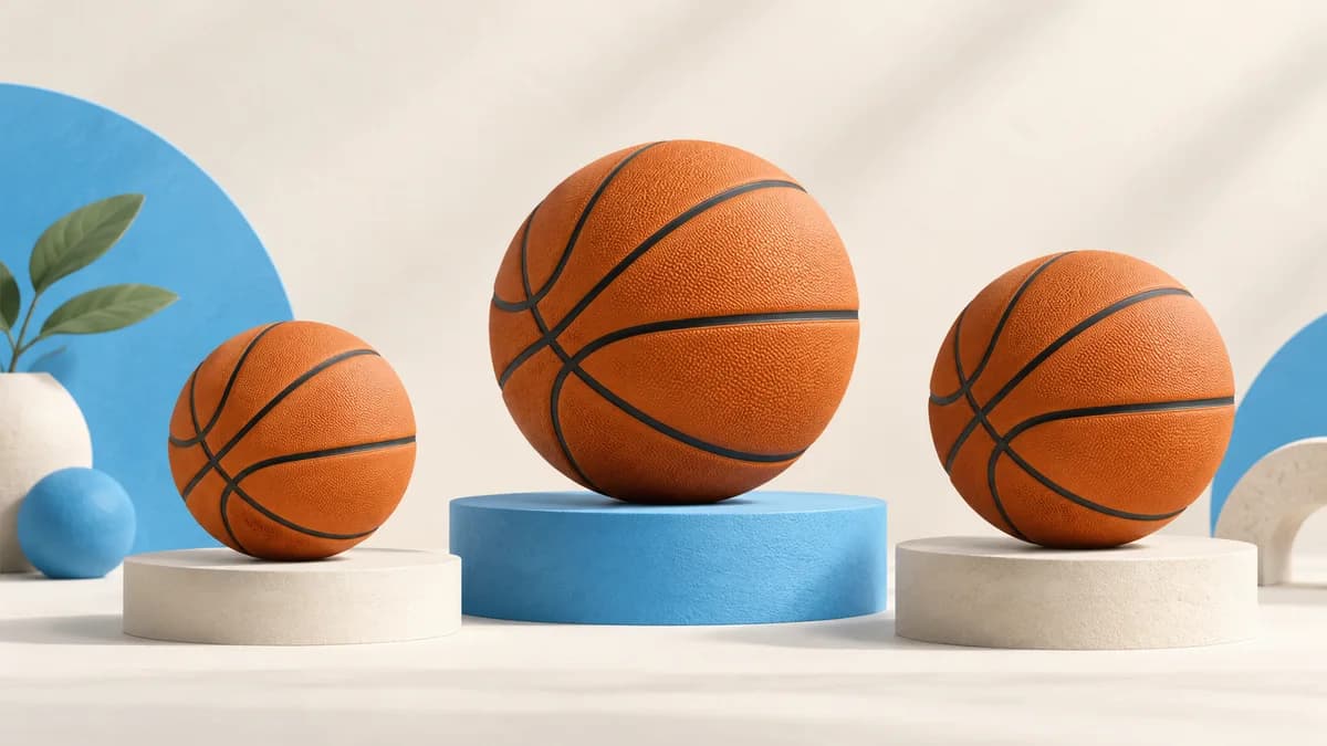Illustration of three basketballs in different sizes
