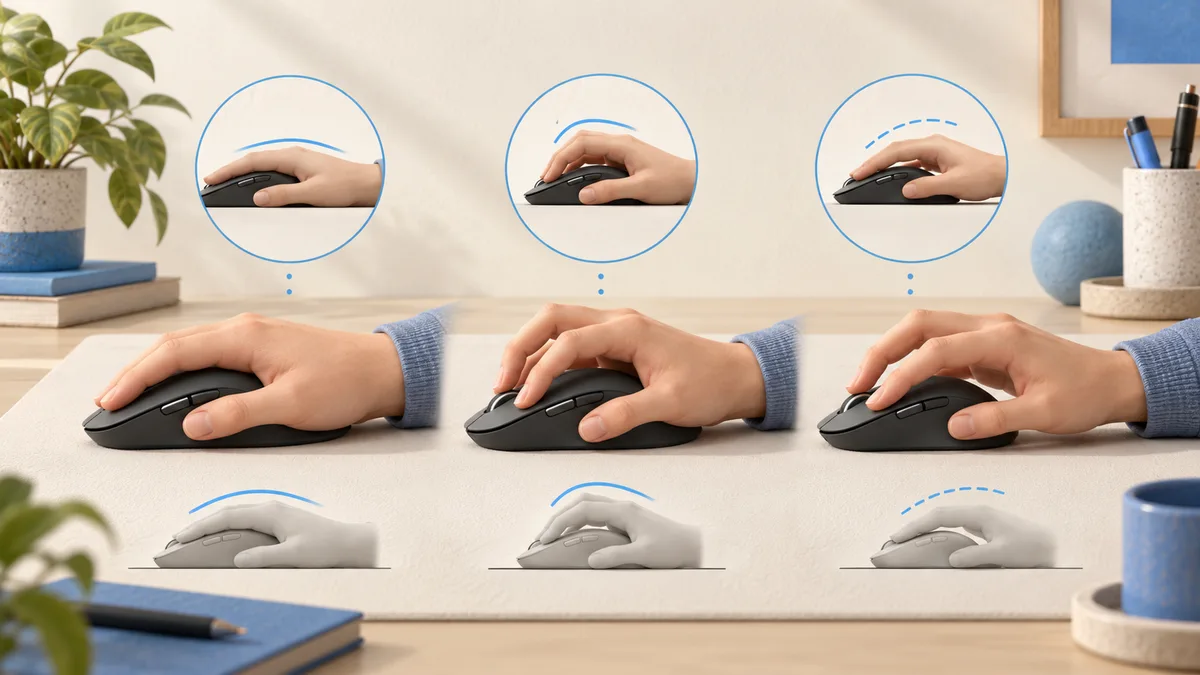 Illustration: Side views of different hand-to-mouse contact patterns.