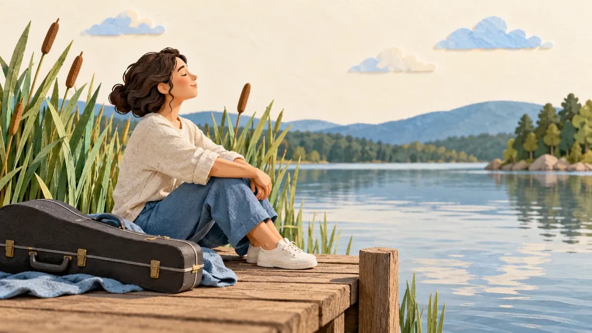 Illustration: A musician resting beside a closed instrument case