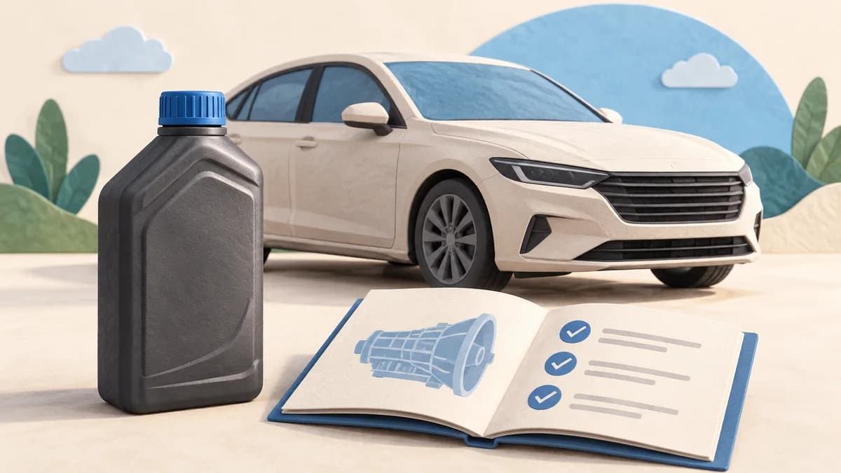 Illustration: Car, automotive fluid container and service checklist