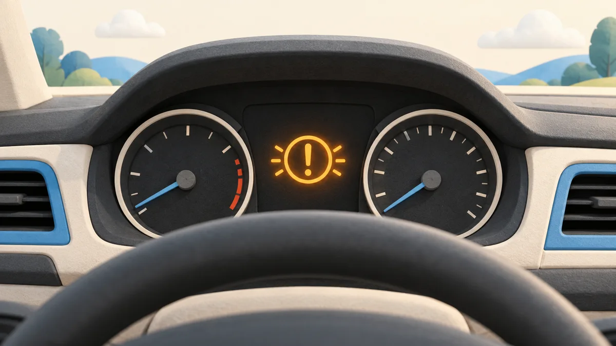Illustration: Dashboard with an illuminated warning symbol