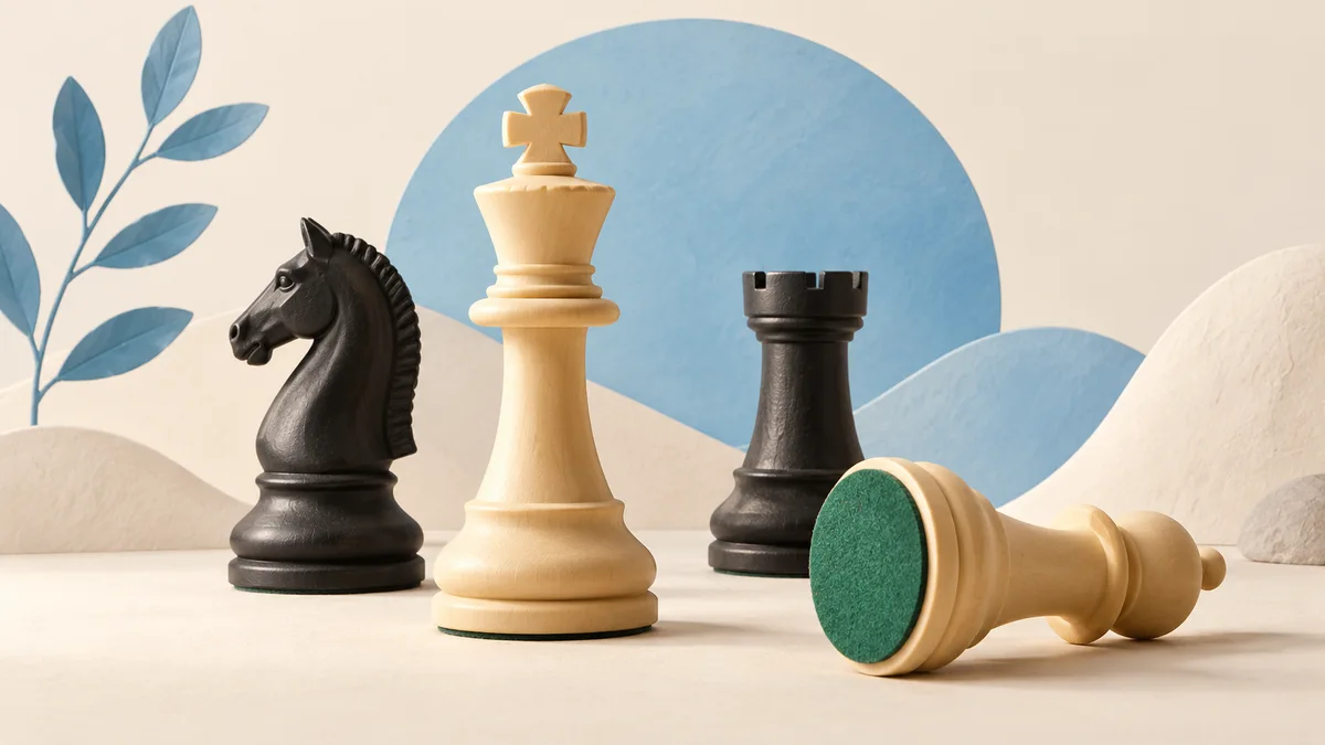 Illustration: Chess pieces with a felt-covered base visible